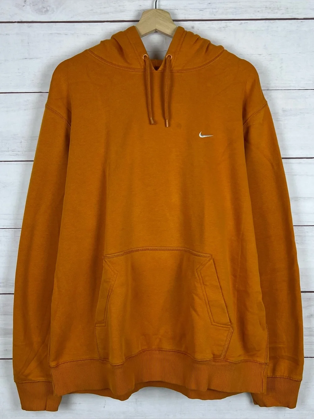 Y2K Vintage Nike Embroidered Swoosh Pullover Hoodie Size 2XL Mens Orange